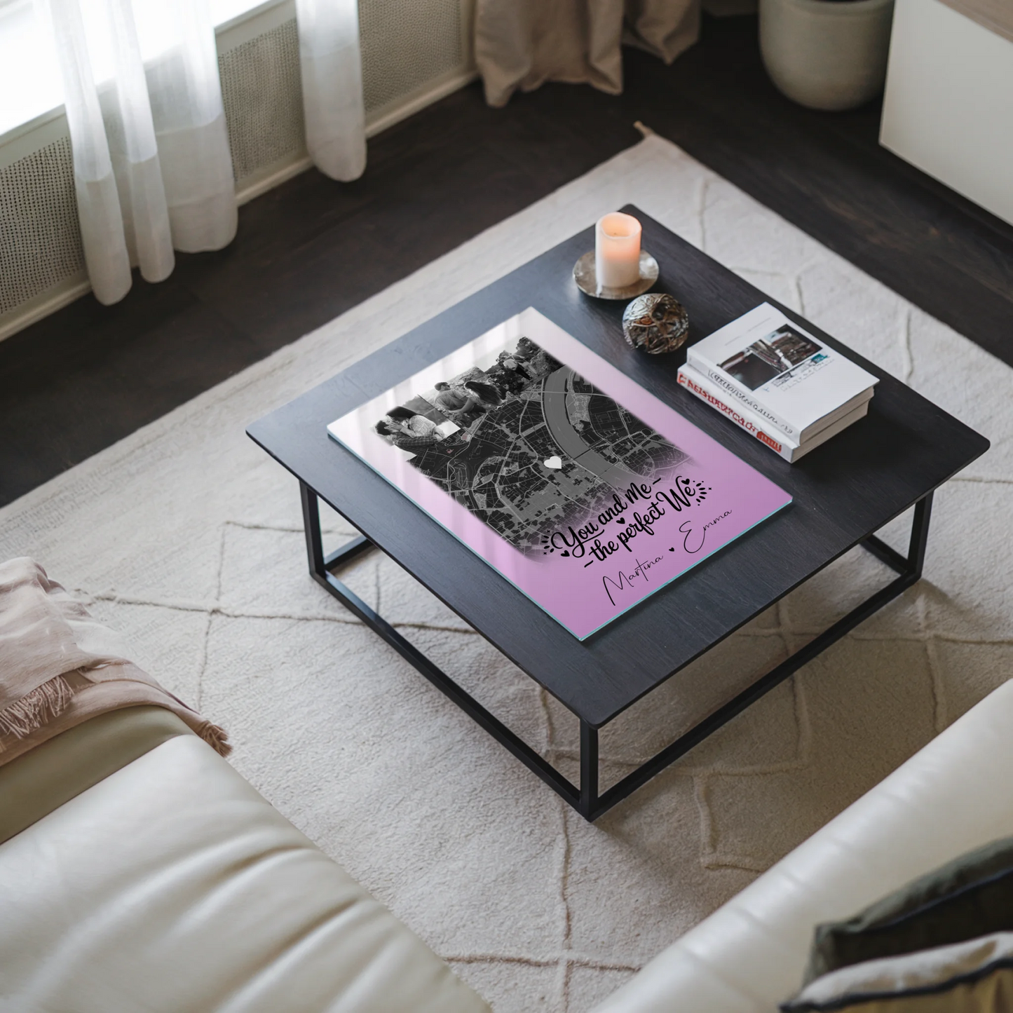 Personalisierte Acrylglas Mit Foto 4 Fotos und Karte You and me The perfect we