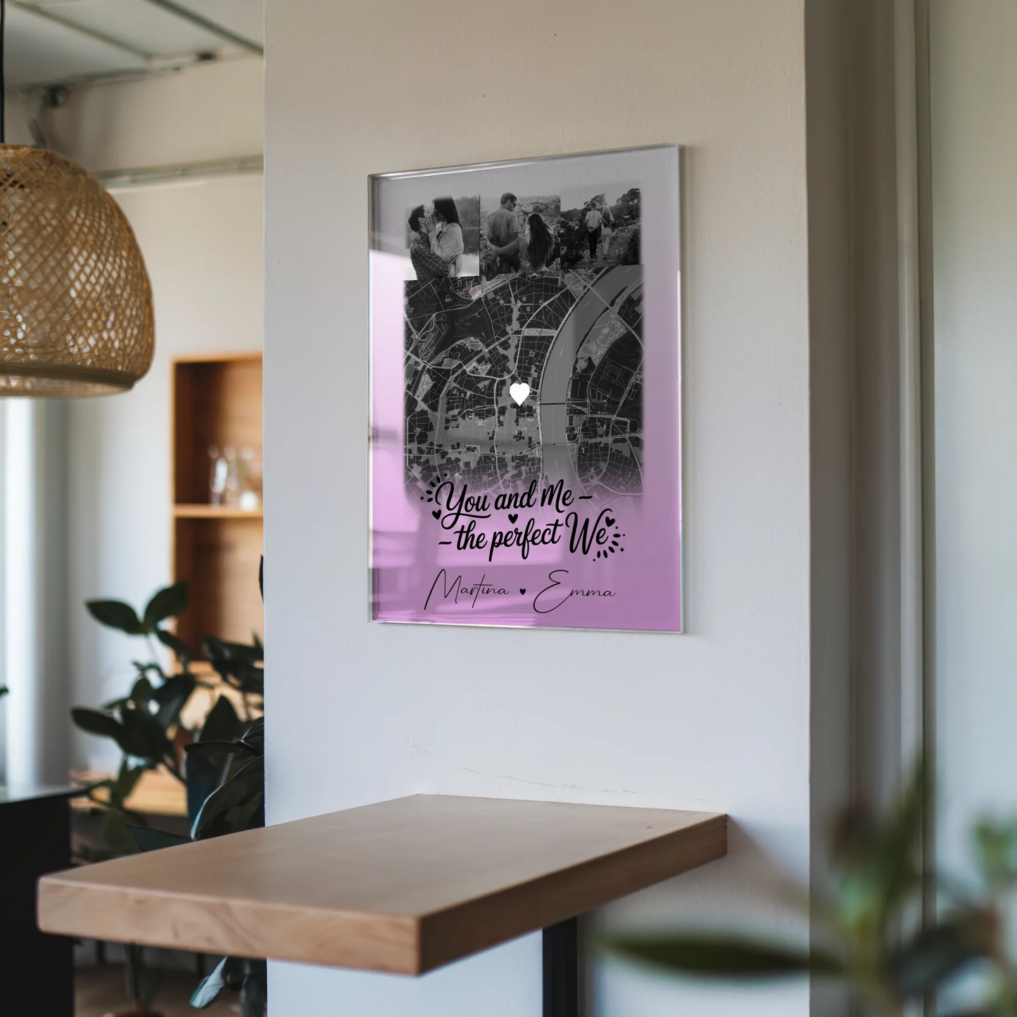 Personalisierte Acrylglas Mit Foto 4 Fotos und Karte You and me The perfect we