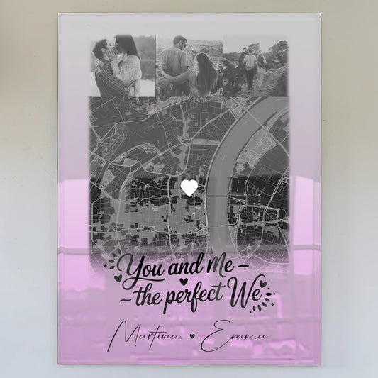 Personalisierte Acrylglas Mit Foto 4 Fotos und Karte You and me The perfect we