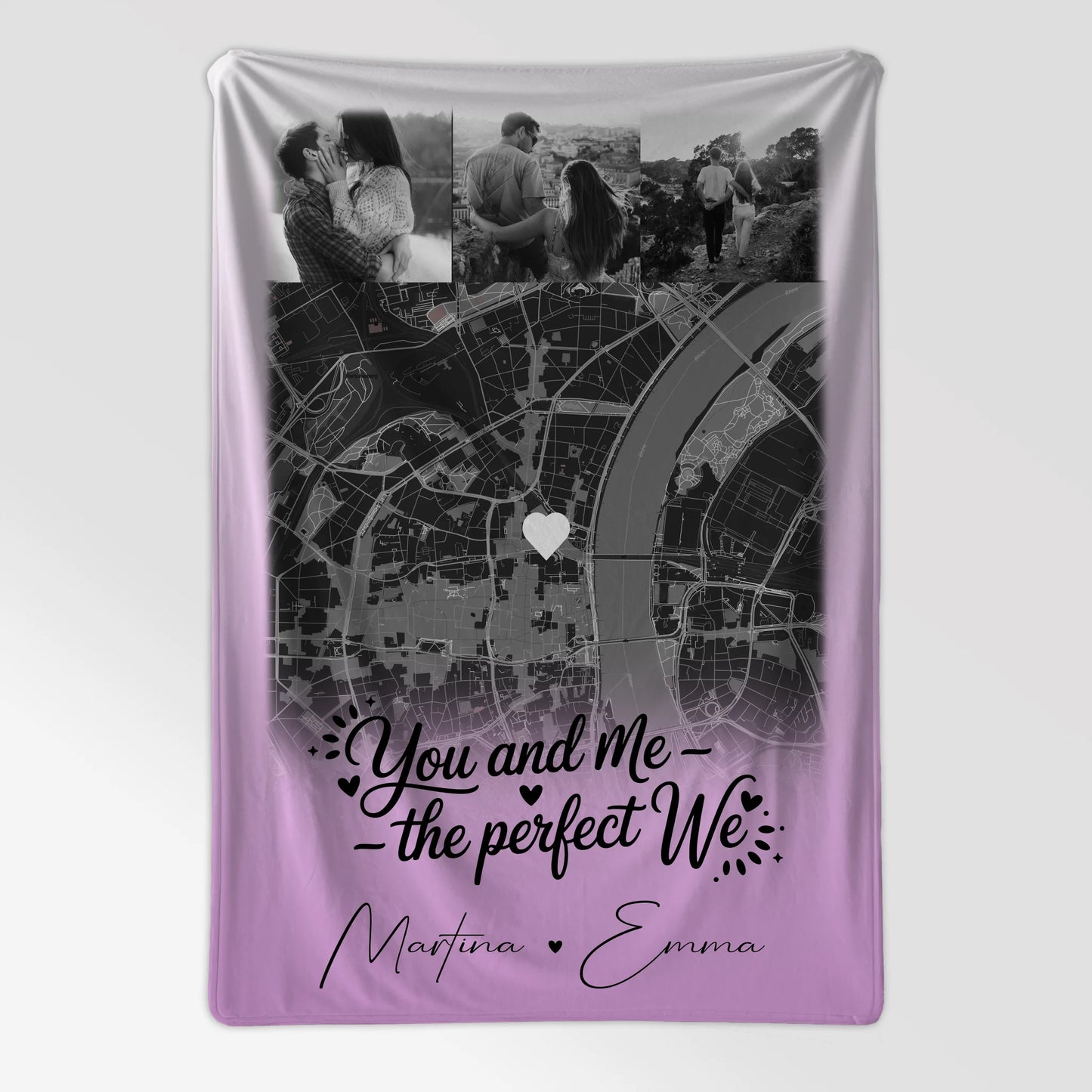 Personalisierte Decke Mit Namen 4 Fotos und Karte You and me The perfect we für besondere Momente 7