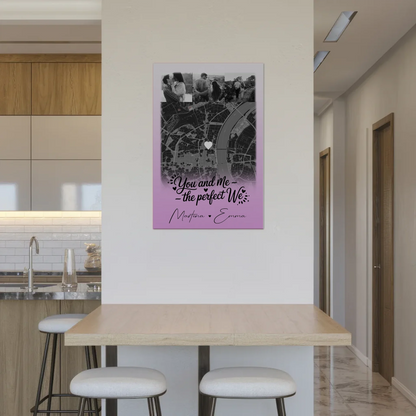 Magnetposter Fotoboard mit 4 Fotos und Karte You and me The perfect we personalisiertes Geschenk 2