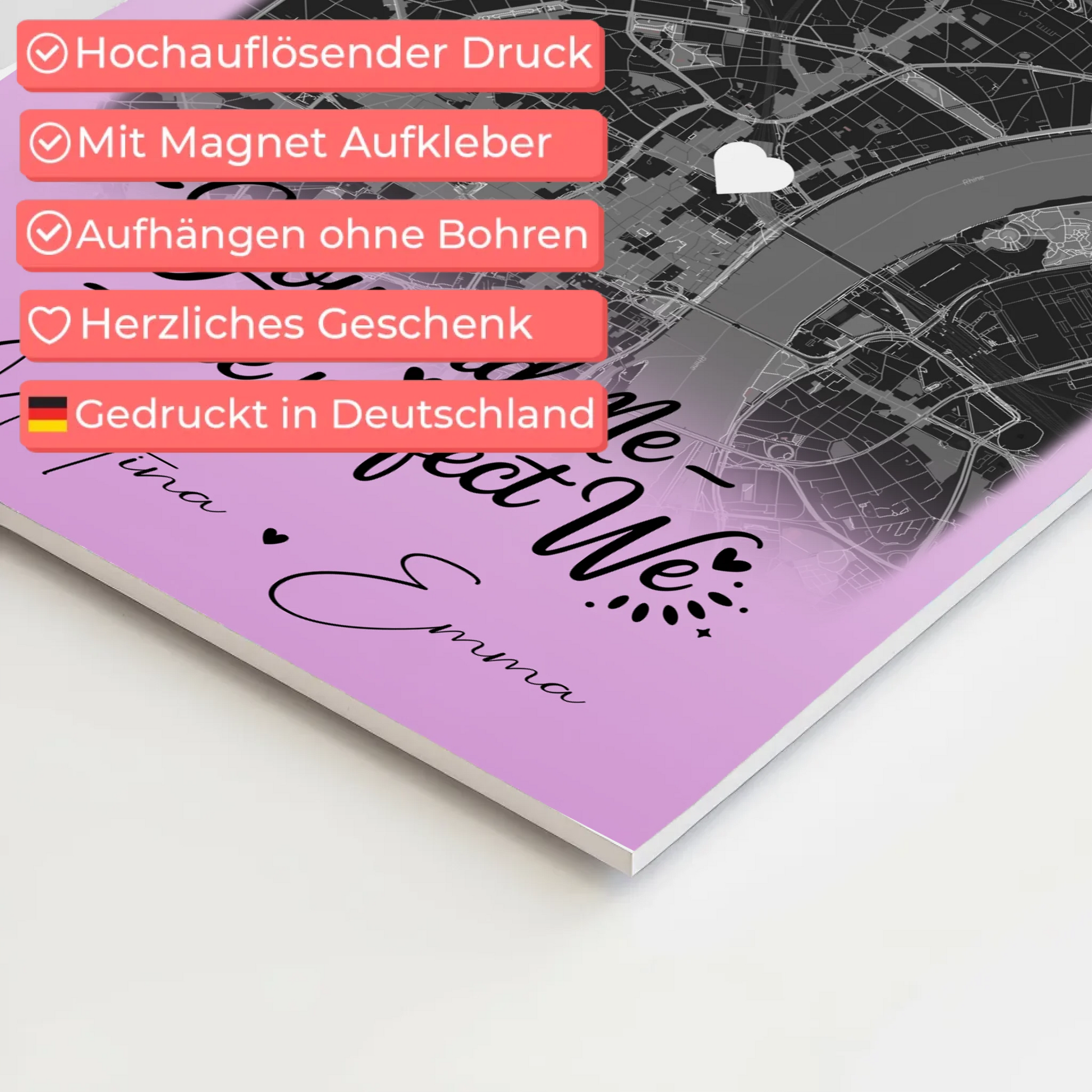 Magnetposter Fotoboard mit 4 Fotos und Karte You and me The perfect we personalisiertes Geschenk 4