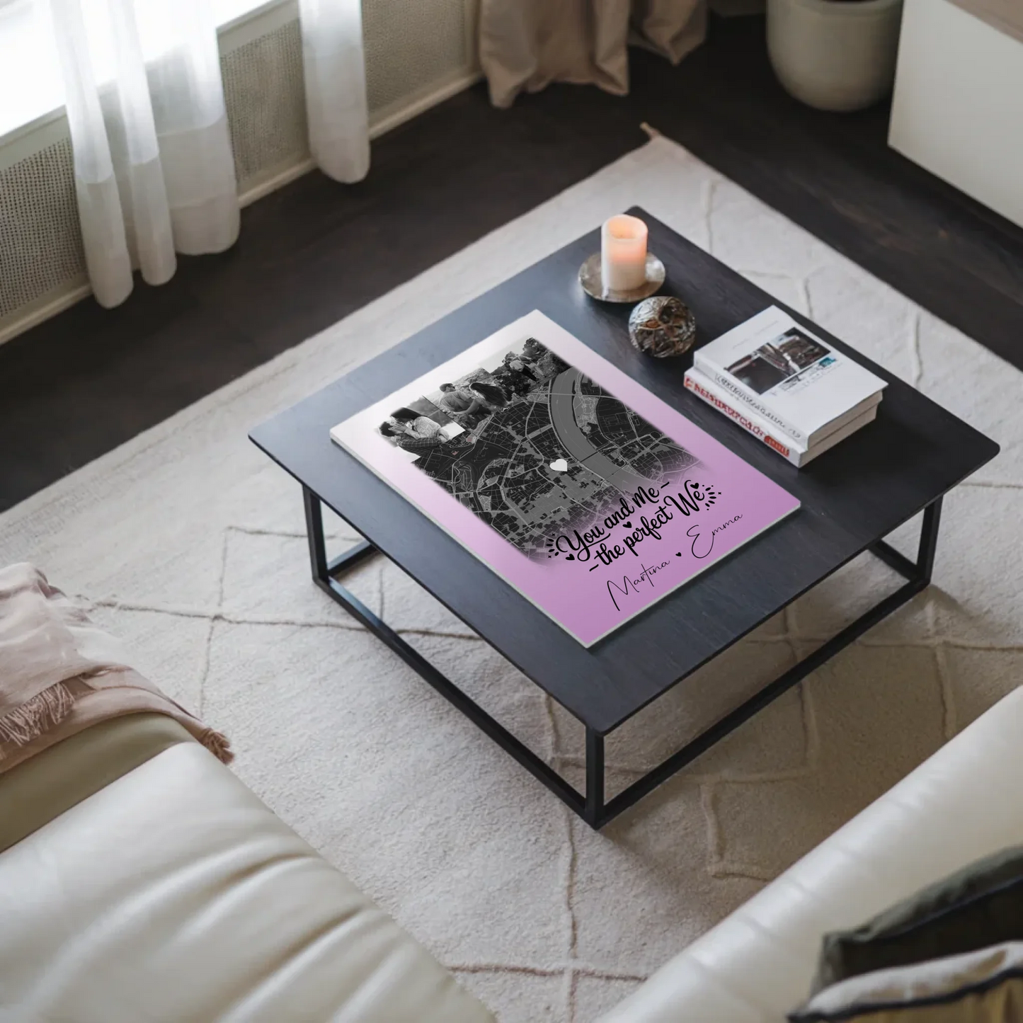 Magnetposter Fotoboard mit 4 Fotos und Karte You and me The perfect we personalisiertes Geschenk 9