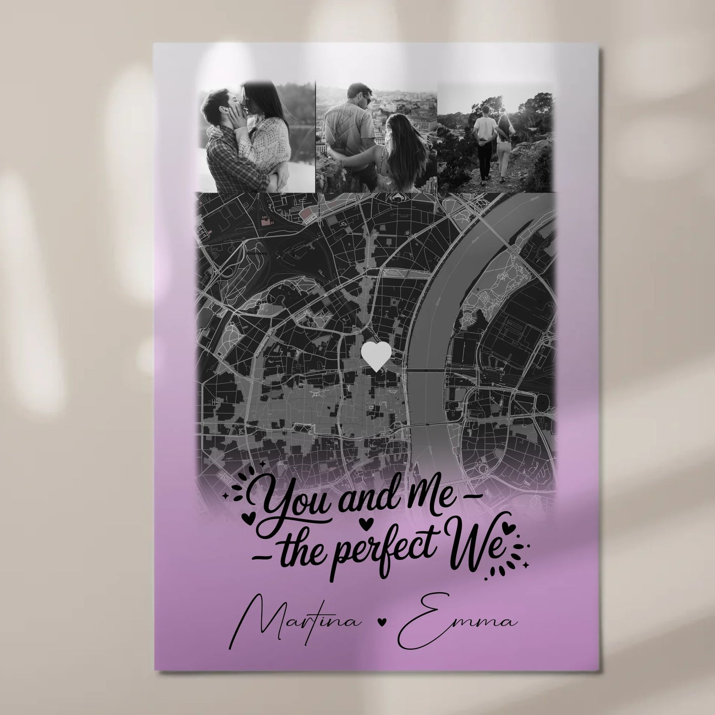 Magnetposter Fotoboard mit 4 Fotos und Karte You and me The perfect we personalisiertes Geschenk 7