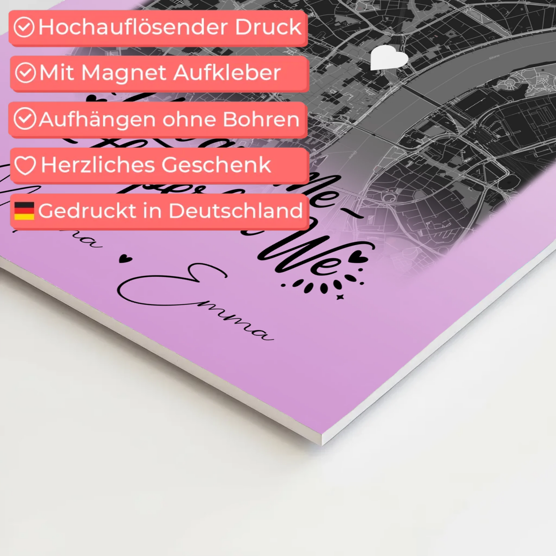 Magnetposter Fotoboard mit 4 Fotos und Karte You and me The perfect we personalisiertes Geschenk 10