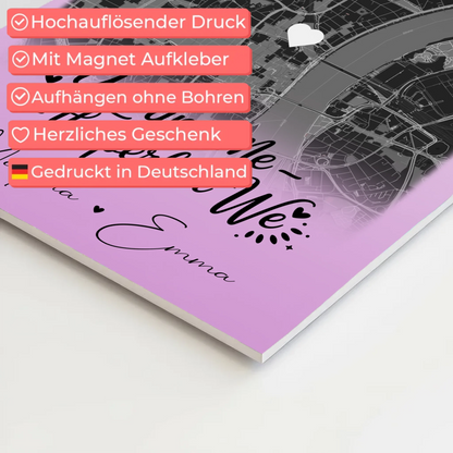 Magnetposter Fotoboard mit 4 Fotos und Karte You and me The perfect we personalisiertes Geschenk