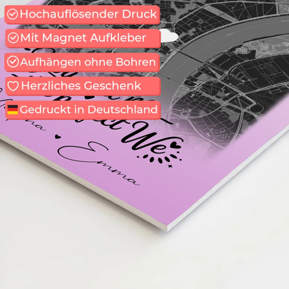 Magnetposter Fotoboard mit 4 Fotos und Karte You and me The perfect we personalisiertes Geschenk