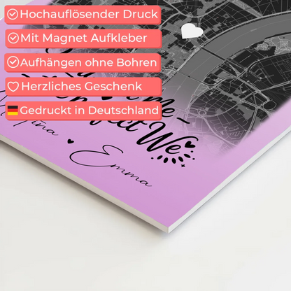 Magnetposter Fotoboard mit 4 Fotos und Karte You and me The perfect we personalisiertes Geschenk
