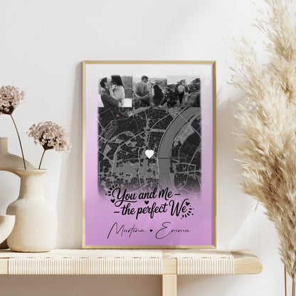 Partner Poster Personalisiert You and me The perfect we mit 4 Fotos und Karte
