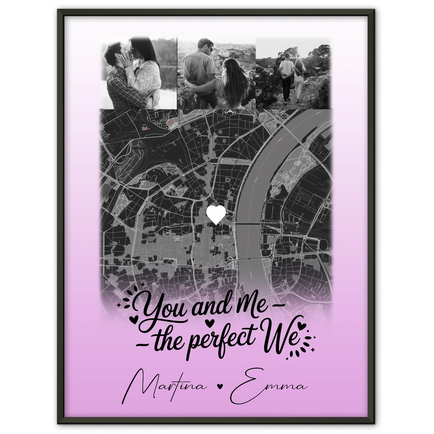 Partner Poster Personalisiert You and me The perfect we mit 4 Fotos und Karte