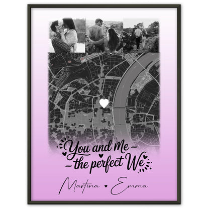 Partner Poster Personalisiert You and me The perfect we mit 4 Fotos und Karte