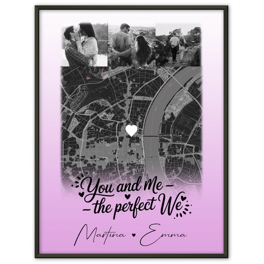 Partner Poster Personalisiert You and me The perfect we mit 4 Fotos und Karte