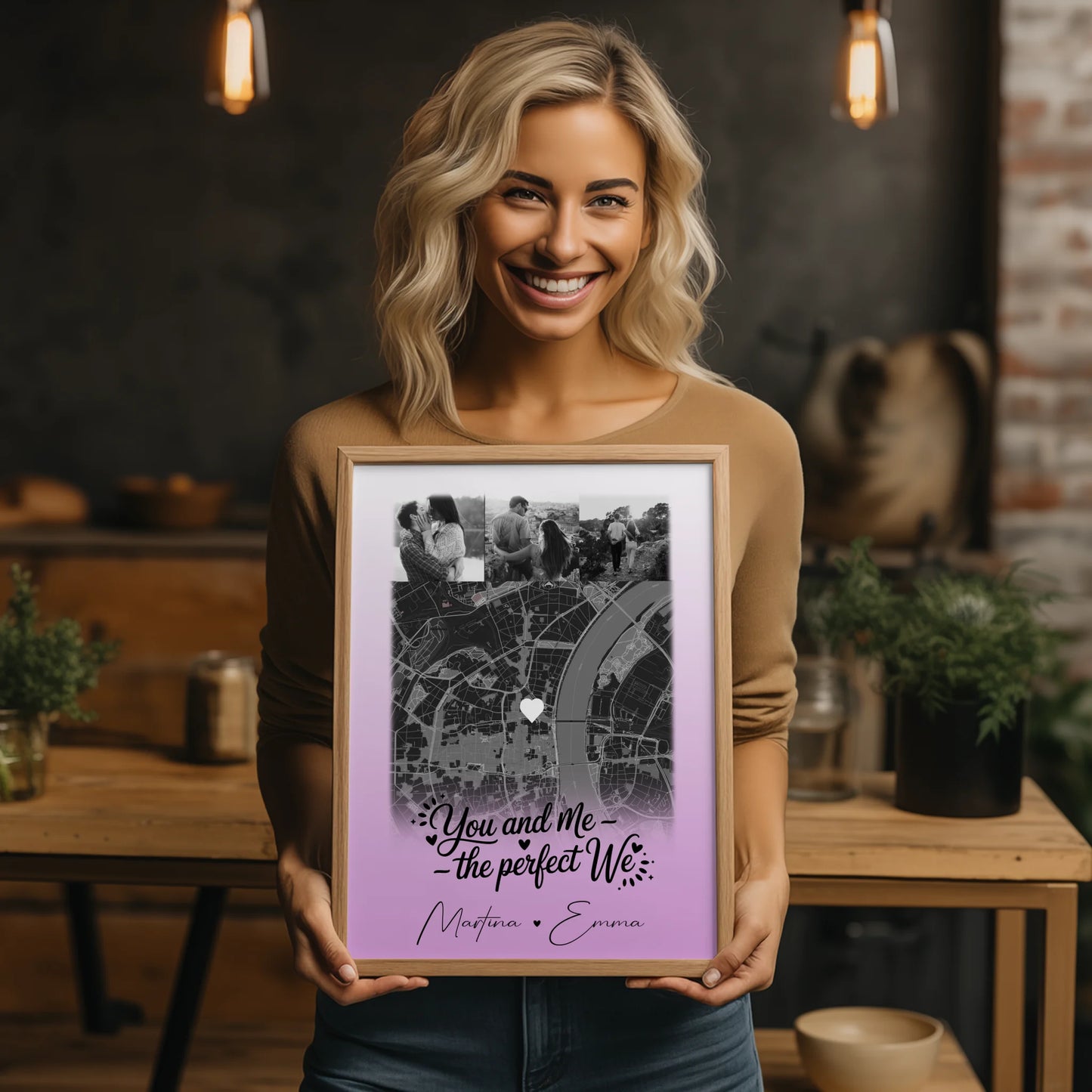 Partner Poster Personalisiert You and me The perfect we mit 4 Fotos und Karte