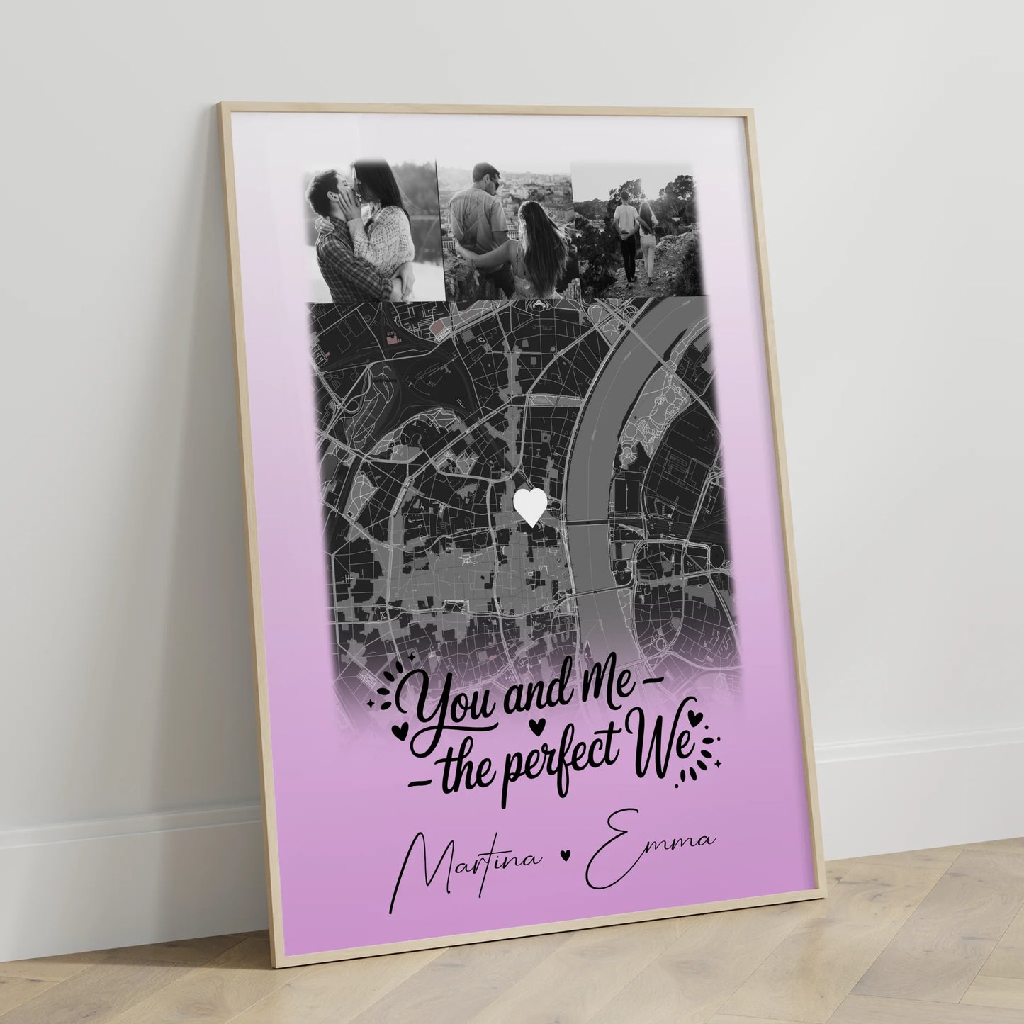 Partner Poster Personalisiert You and me The perfect we mit 4 Fotos und Karte