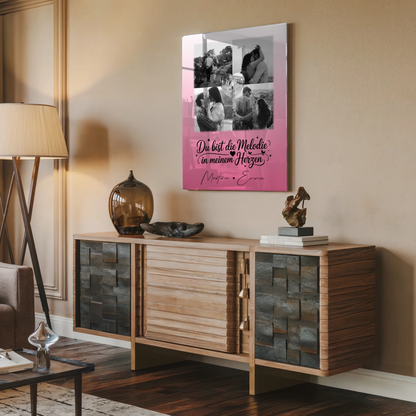 Personalisierte Geschenke mit Foto Acrylglas 4 Fotos und 1 Herz Foto Melodie in meinem Herzen
