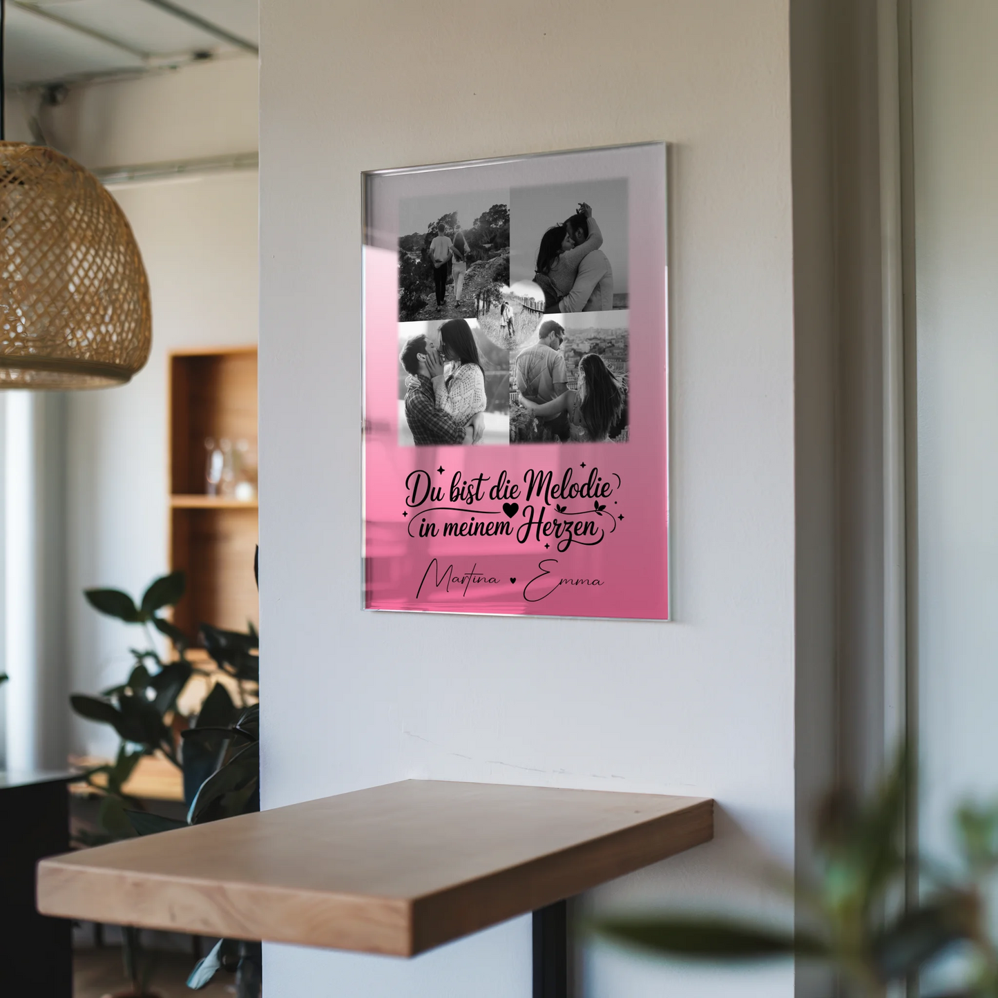 Personalisierte Geschenke mit Foto Acrylglas 4 Fotos und 1 Herz Foto Melodie in meinem Herzen
