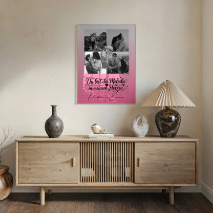 Personalisierte Geschenke mit Foto Acrylglas 4 Fotos und 1 Herz Foto Melodie in meinem Herzen