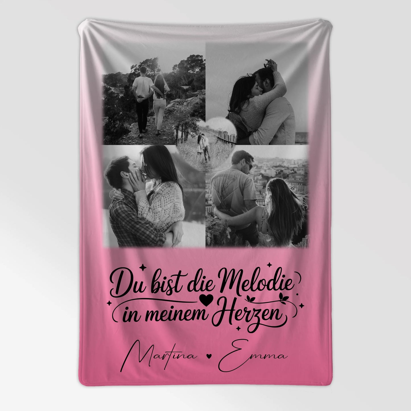 Kuscheldecke Mit Namen 4 Fotos und 1 Herz Foto Melodie in meinem Herzen personalisiertes Geschenk 7