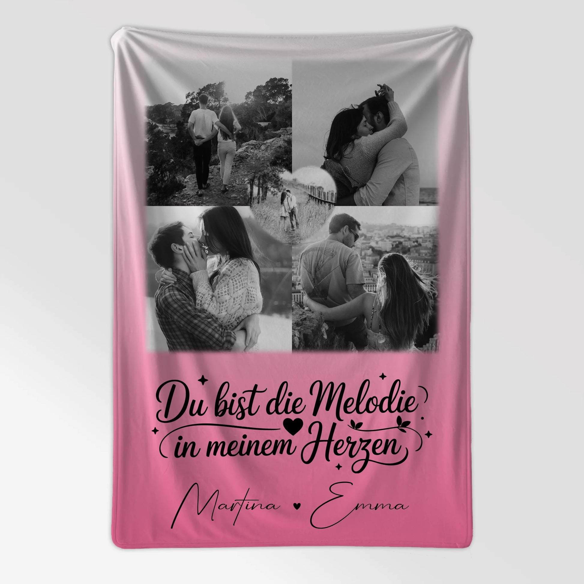 Kuscheldecke Mit Namen 4 Fotos und 1 Herz Foto Melodie in meinem Herzen personalisiertes Geschenk 7