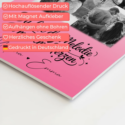 Personalisierbares Fotoboard Magnet Poster mit 4 Fotos und 1 Herz Foto Melodie in meinem Herzen 10