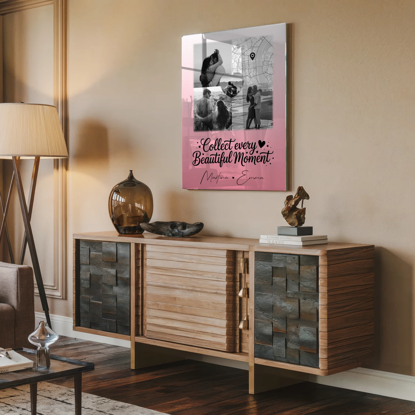 Personalisierte Geschenke mit Foto Acrylglas 3 Fotos und Herz Foto Karte für besondere Momente