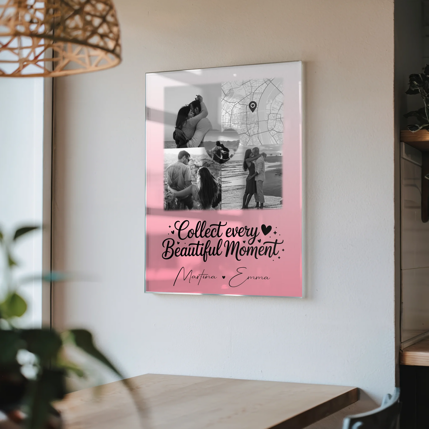 Personalisierte Geschenke mit Foto Acrylglas 3 Fotos und Herz Foto Karte für besondere Momente