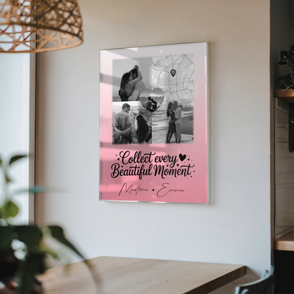 Personalisierte Geschenke mit Foto Acrylglas 3 Fotos und Herz Foto Karte für besondere Momente