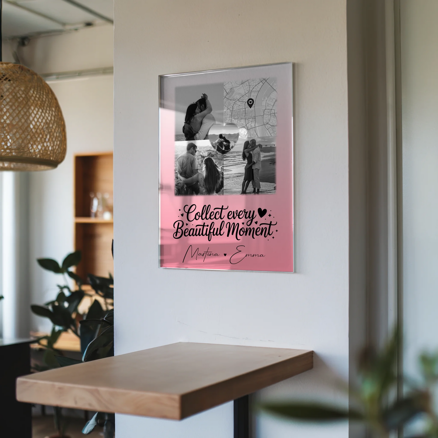 Personalisierte Geschenke mit Foto Acrylglas 3 Fotos und Herz Foto Karte für besondere Momente