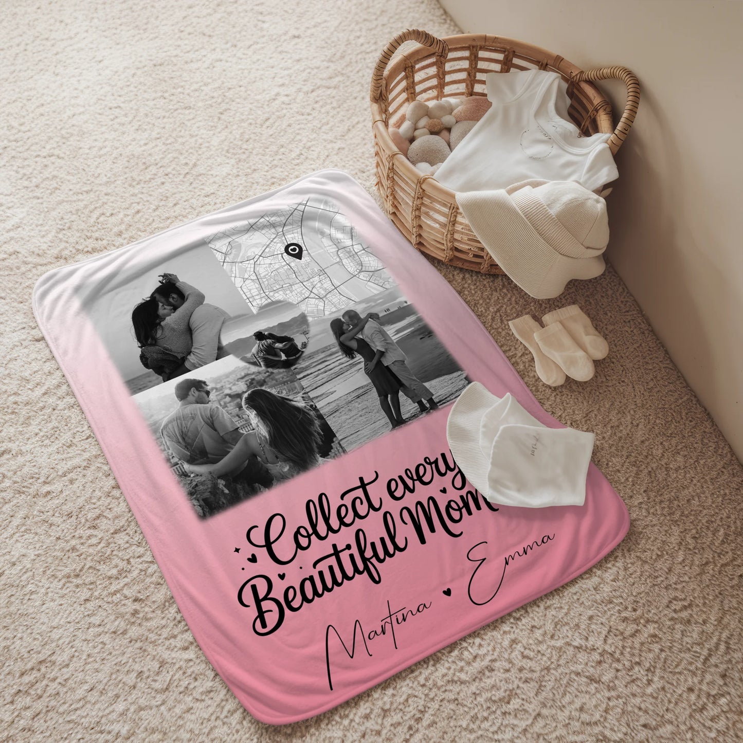 Personalisierte Kuscheldecke Mit Namen 3 Fotos 1 Herz Foto Karte Geschenkidee für Liebe 2