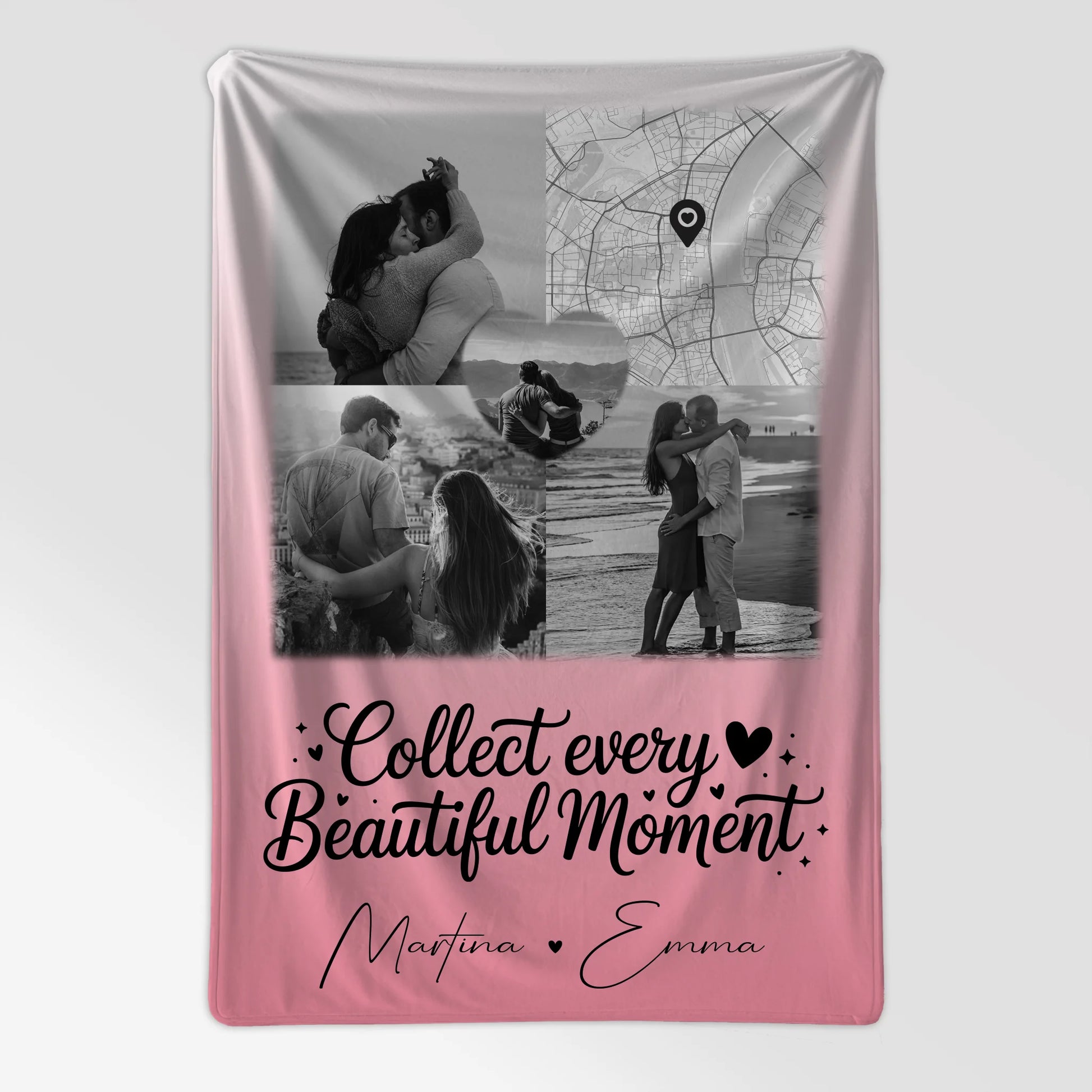 Personalisierte Kuscheldecke Mit Namen 3 Fotos 1 Herz Foto Karte Geschenkidee für Liebe 7