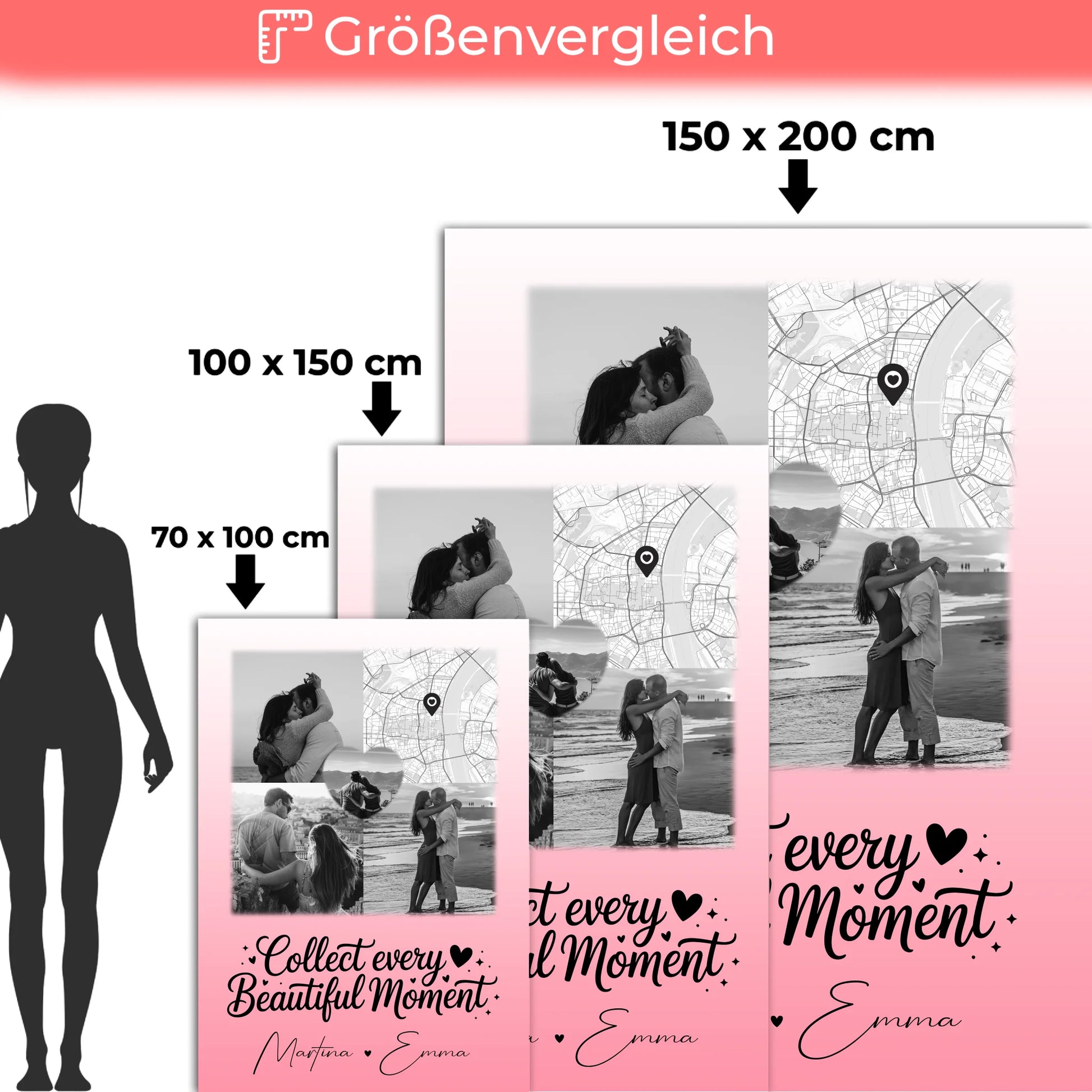 Personalisierte Kuscheldecke Mit Namen 3 Fotos 1 Herz Foto Karte Geschenkidee für Liebe 5