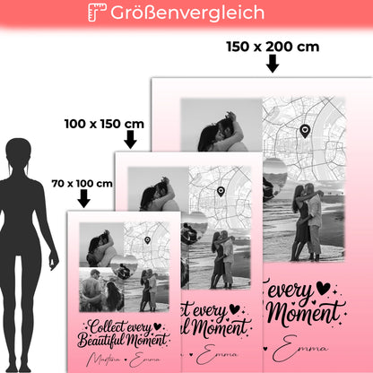 Personalisierte Kuscheldecke Mit Namen 3 Fotos 1 Herz Foto Karte Geschenkidee für Liebe 5