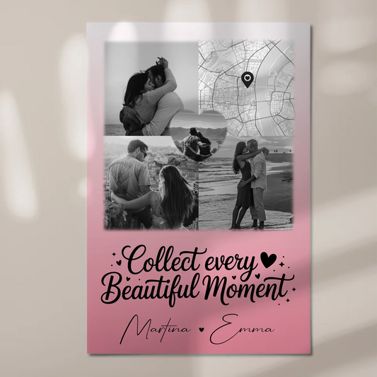 Personalisierte Fotoboard Magnet Wandbild mit 3 Fotos Herz Foto und Karte für individuelle Geschenke 1