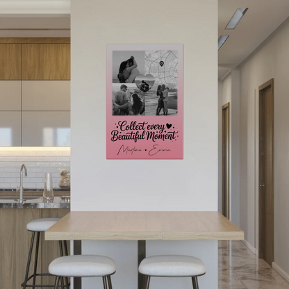 Personalisierte Fotoboard Magnet Wandbild mit 3 Fotos Herz Foto und Karte für individuelle Geschenke 2