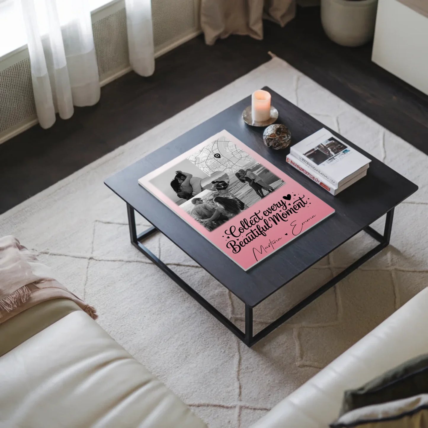 Personalisierte Fotoboard Magnet Wandbild mit 3 Fotos Herz Foto und Karte für individuelle Geschenke 3