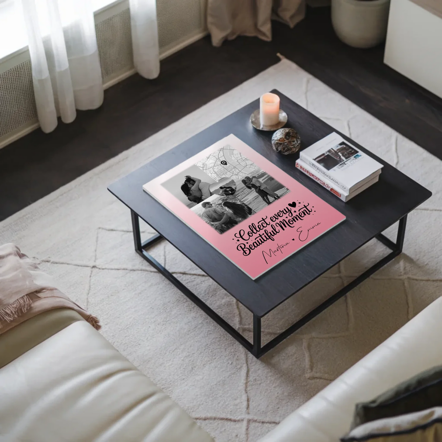 Personalisierte Fotoboard Magnet Wandbild mit 3 Fotos Herz Foto und Karte für individuelle Geschenke 9