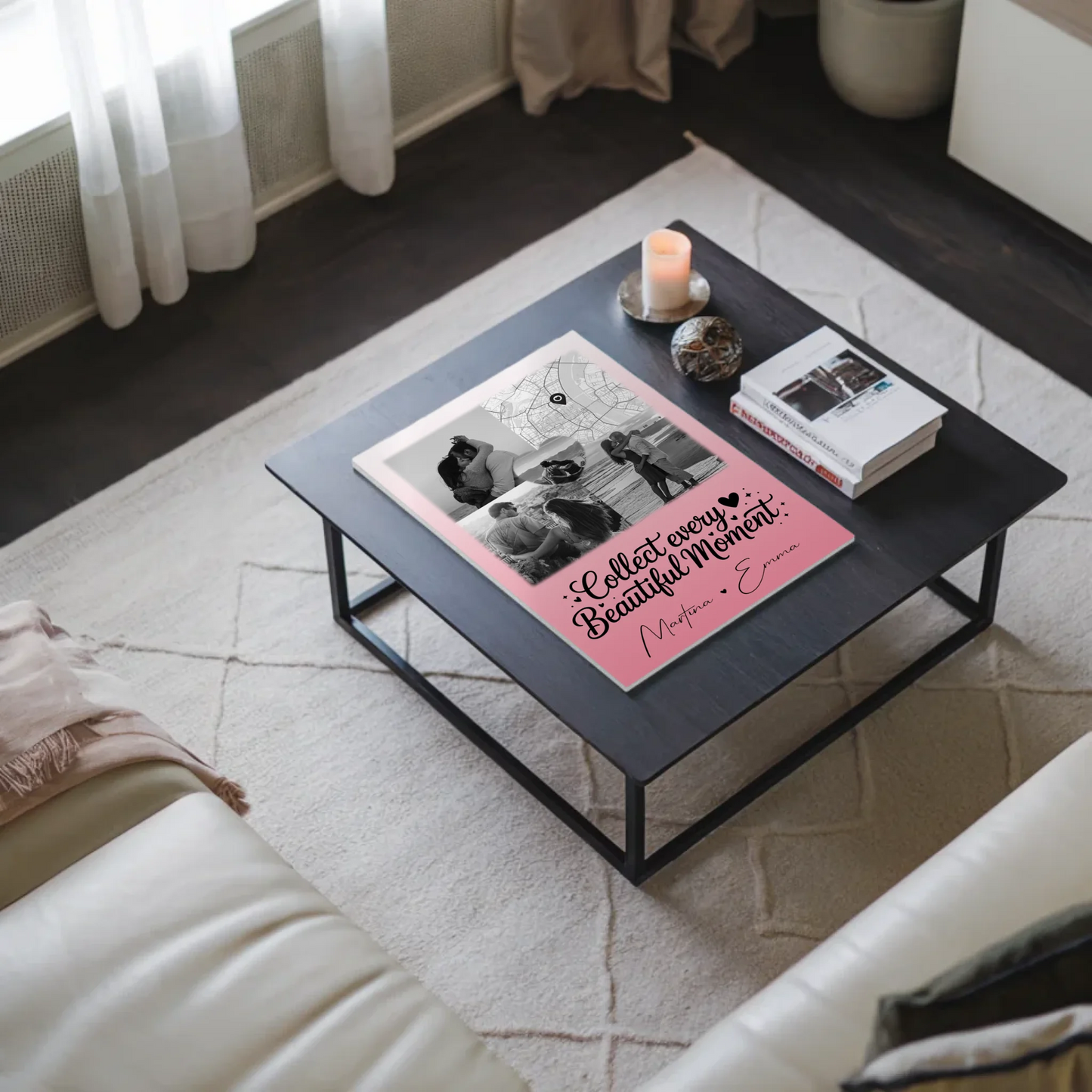 Personalisierte Fotoboard Magnet Wandbild mit 3 Fotos Herz Foto und Karte für individuelle Geschenke