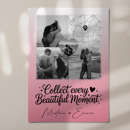 Personalisierte Fotoboard Magnet Wandbild mit 3 Fotos Herz Foto und Karte für individuelle Geschenke