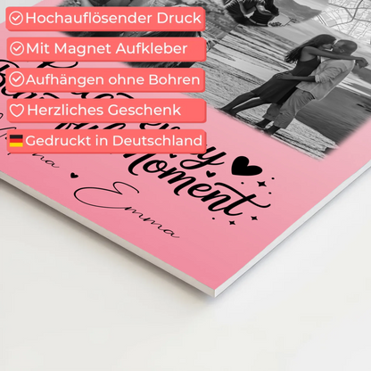 Personalisierte Fotoboard Magnet Wandbild mit 3 Fotos Herz Foto und Karte für individuelle Geschenke