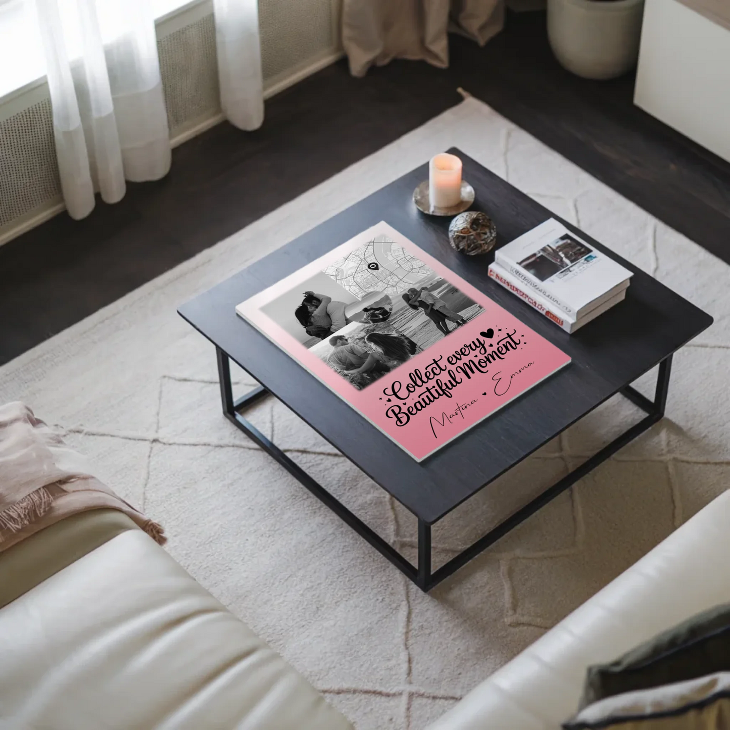 Personalisierte Fotoboard Magnet Wandbild mit 3 Fotos Herz Foto und Karte für individuelle Geschenke