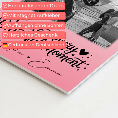 Personalisierte Fotoboard Magnet Wandbild mit 3 Fotos Herz Foto und Karte für individuelle Geschenke