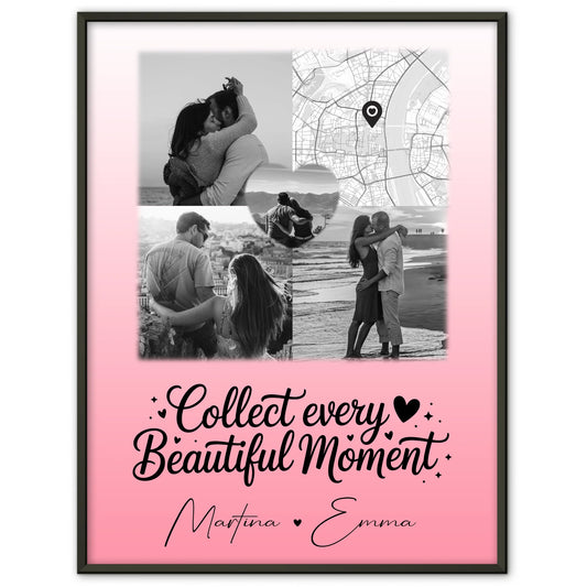 Poster Personalisiert Liebe mit 3 Fotos 1 Herz Foto und persönlicher Foto Karte