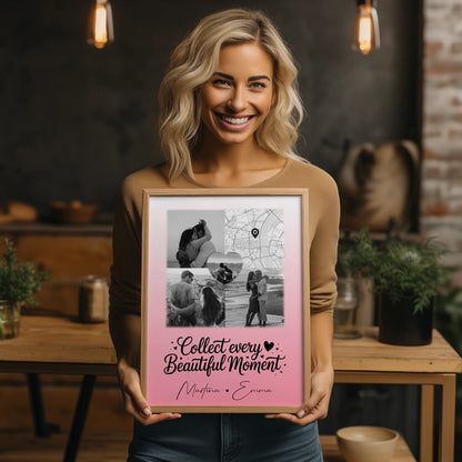 Poster Personalisiert Liebe mit 3 Fotos 1 Herz Foto und persönlicher Foto Karte