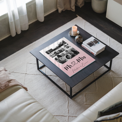 Personalisierte Foto Acrylglas Wanddekoration mit 8 Fotos und Herzmotiv Mr & Mrs