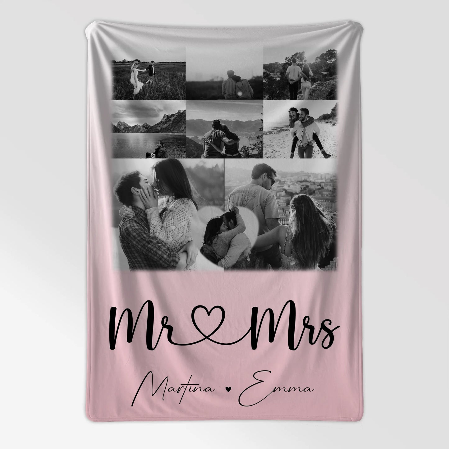 Personalisierte Decke Mit Namen 8 Fotos und 1 Herz Foto Mr Mrs Geschenkidee 7