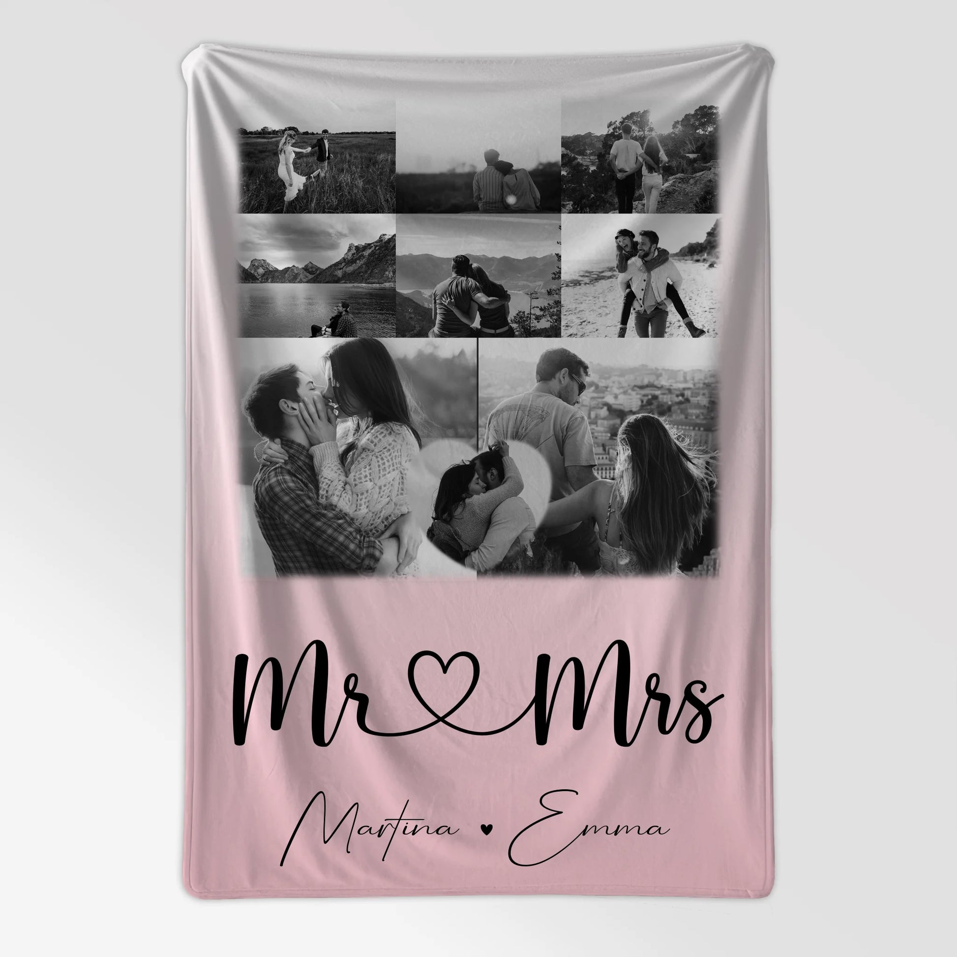 Personalisierte Decke Mit Namen 8 Fotos und 1 Herz Foto Mr Mrs Geschenkidee 7