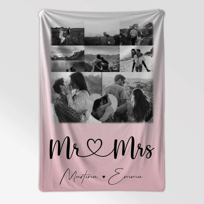 Personalisierte Decke Mit Namen 8 Fotos und 1 Herz Foto Mr Mrs Geschenkidee 7