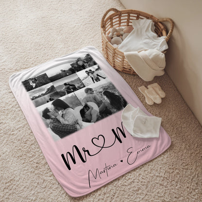 Personalisierte Decke Mit Namen 8 Fotos und 1 Herz Foto Mr Mrs Geschenkidee 2