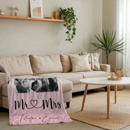 Personalisierte Decke Mit Namen 8 Fotos und 1 Herz Foto Mr Mrs Geschenkidee 4