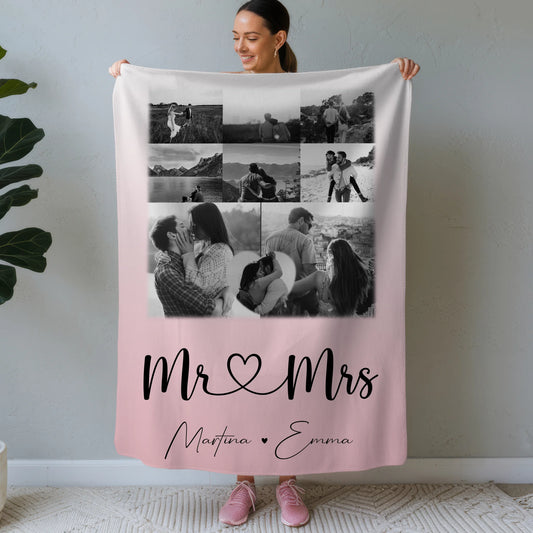 Personalisierte Decke Mit Namen 8 Fotos und 1 Herz Foto Mr Mrs Geschenkidee 1